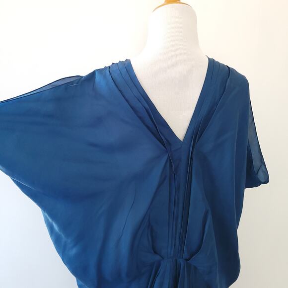 Sachin + Babi for Ankasa Silk Caftan Beaded Kimono Sleeves Blue Lightweight 2 - Picture 6 of 12